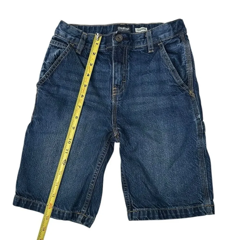 Oshkosh Bgosh Boys Jean Denim Carpenter Cargo Shorts Adjustable Waist Size 12R